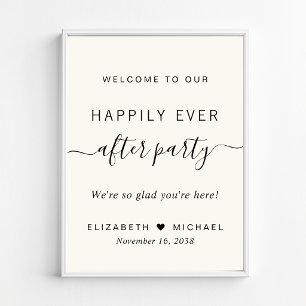 Poster Fête de mariage ivoire pour un bonheur éternel