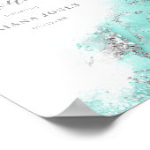 Poster Fête de Mariage Paillettes de Marbre Teal Argent I (Coin)