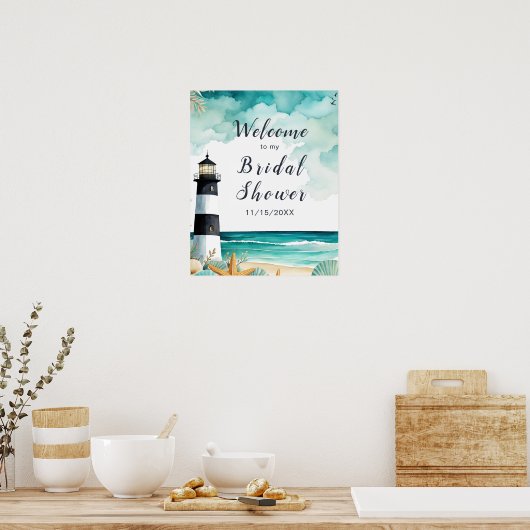 Poster Fête de mariage thème phare nautique (Cuisine)