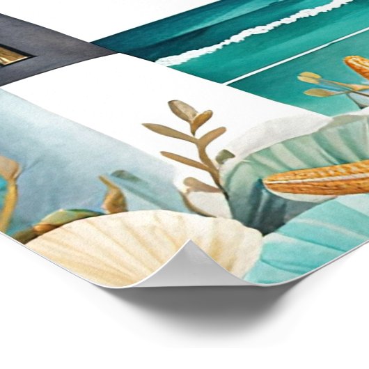 Poster Fête de mariage thème phare nautique (Coin)