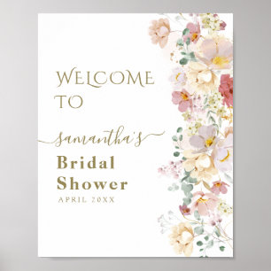 Poster Fête de mariage Watercolor Wildflower Violet Print