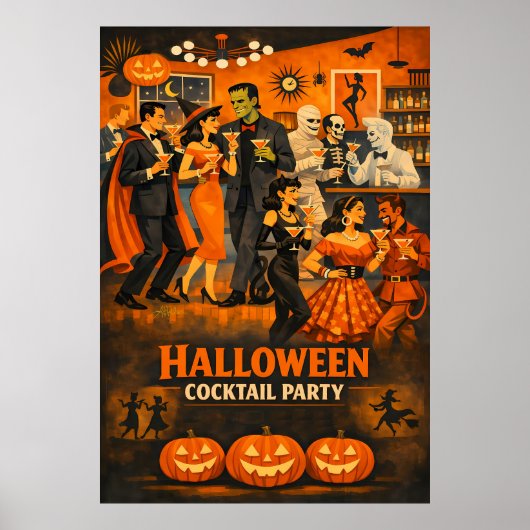Poster Fête de martini Halloween Moderne du Milieu du Siè (Devant)