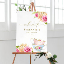 Fête de naissance aux tasses de thé florales aquar