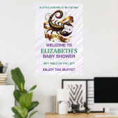 Poster Fête de naissance Bébé Scorpion Lavande et Vert (Bureau à domicile)