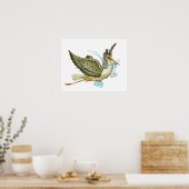 POSTER FETE DE NAISSANCE DE BÉBÉ GARÇON CIGOGNE (Cuisine)