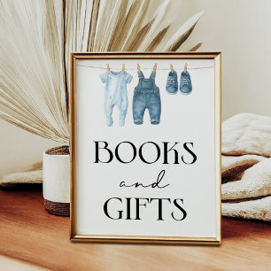 Poster Fête de naissance en jean bleu denim Livres et Cad