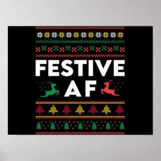 Poster Fête de Noël AF Noël Fêtes Funny Reindees de vacan