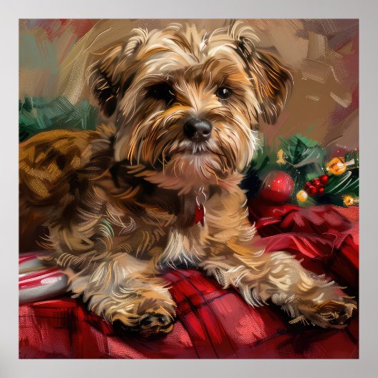 Poster Fête de Noël de Chien Yorkipoo (Devant)