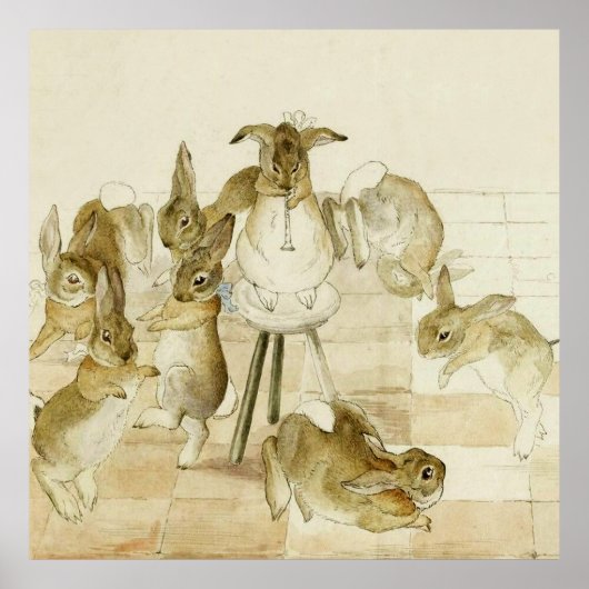 Poster Fête de Noël des lapins par Beatrix Potter (Devant)