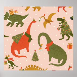 Poster Fête de Noël Dino : Tree Rex