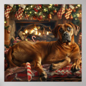 Poster Fête de Noël du chien de Rhodesian Ridgeback (Devant)