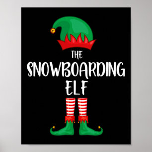 Poster Fête de Noël Elf Snowboard Famille G