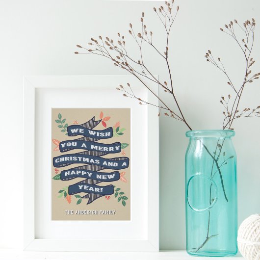 Poster Fête de Noël Floral Whimsical