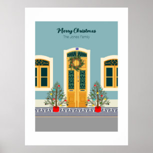 Poster Fête de Noël Portugais Maison