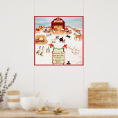 Poster Fête de Noël pour animaux ferme folk art chiens (Cuisine)