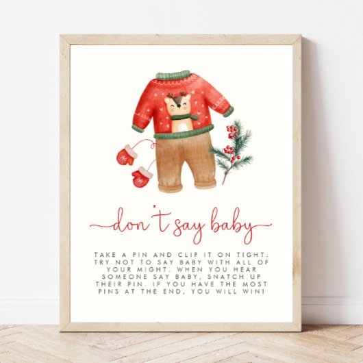 Poster Fête de Noël pour bébé Ne dites pas Bébé Panneau d