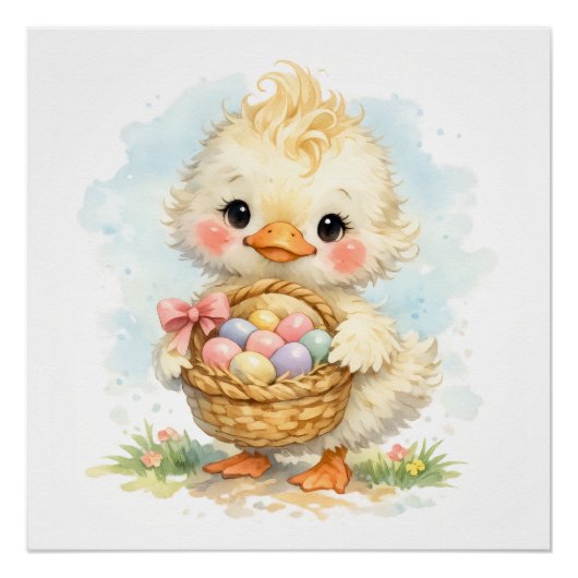 Poster Fête de Pâques Caneton Mignon (Devant)