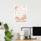 Poster Fête de premier anniversaire champignon de la forê (Bureau à domicile)