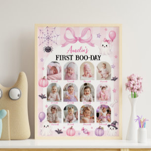 Poster Fête de premier Boo-Day d'Halloween rose Photo Jal