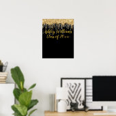 Poster Fête de remise de diplôme Paillettes Or Noir Nouve (Bureau à domicile)