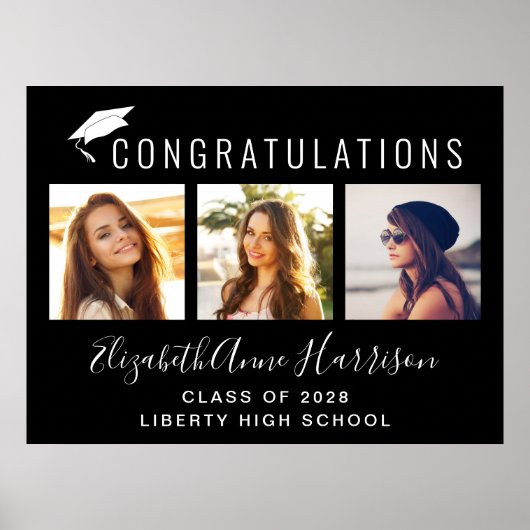 Poster Fête de remise des diplômes Photo Noir (Devant)