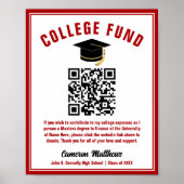 Poster Fête de remise des diplômes rouge Code QR du fonds (Devant)