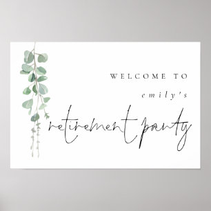Poster Fête de retraite de bienvenue au nom d'eucalyptus 