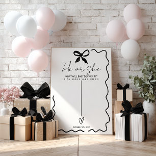 Poster Fête de révélation du sexe de Bébé Bow Célébration
