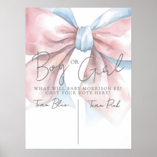 Poster Fête de révélation du sexe du bébé avec un nœud ro
