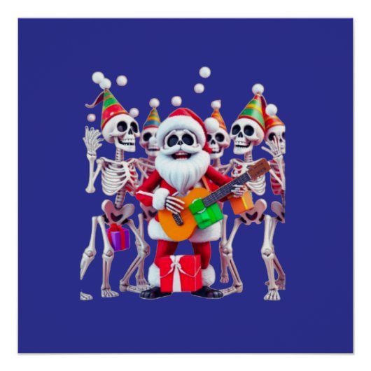 Poster **Fête de Skeleton Santa – Squelette de Noël 3D dr (Devant)