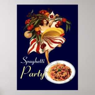POSTER FÊTE DE SPAGHETTIS DANSE, CUISINE ITALIENNE ET TOM