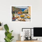 Poster Fête de Table Méditerranéenne Toile, Repas Côtiers (Bureau à domicile)