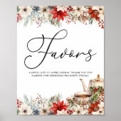 Poster Fête de thé de Noël Floral Fêtes Faveurs (Devant)