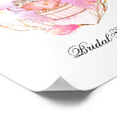 Poster Fête de thé rose mariage or rose floral (Coin)