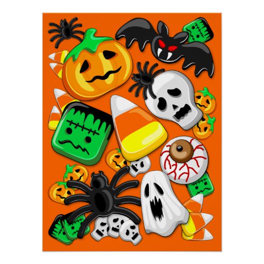 Poster Fête des Candies Éffrayantes d'Halloween (Devant)