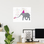 Poster Fête des éléphants - Animaux ayant une fête (Bureau à domicile)