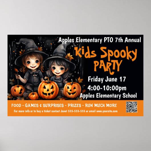 Poster Fête des enfants collecte de fonds PTO PTA Bannièr (Devant)