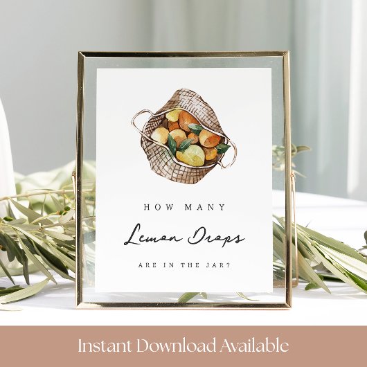 Poster Fête des mariées à goutte de citron Guesser Jeu