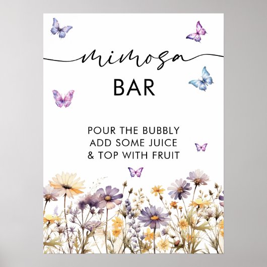 Poster Fête des mariées à papillons modernes Mimosa Panne (Devant)