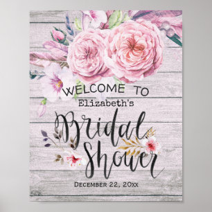 Poster Fête des mariées Accueil Aquarelle Boho Floral Boi
