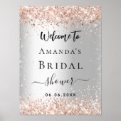 Poster Fête des mariées argent rose or bienvenue (Devant)