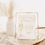 Poster Fête des mariées Barre Mimosa, perles et poursuite<br><div class="desc">Cette enseigne Pearls & Prosecco Bubbly Pimp Your Prosecco est dotée de flûtes de champagne aquarelle peintes à la main et est parfaite pour exposer à votre douche ou station de bulles de l'événement! Les couleurs du texte et des arrière - plans sont entièrement modifiables —> cliquez sur le bouton...</div>