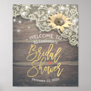 Poster Fête des mariées Bienvenue dentelle Tournesol Lumi