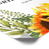 Poster Fête des mariées Bienvenue Fleurs de soleil rustiq (Coin)