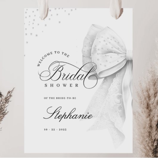 Poster Fête des mariées blanche Perles Bow