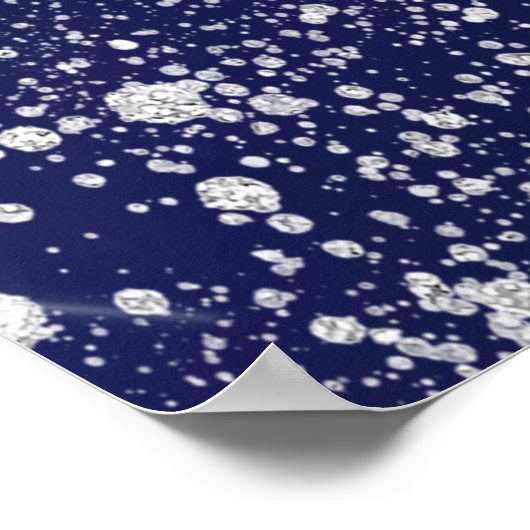 Poster Fête des mariées bleu argent parties scintillant s (Coin)