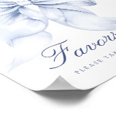 Poster Fête des mariées Bleu Bow Faveurs panneau de table (Coin)