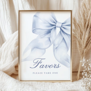 Poster Fête des mariées Bleu Bow Faveurs panneau de table