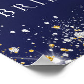 Poster Fête des mariées bleu marine or ballons bienvenue (Coin)