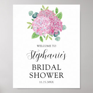 Poster Fête des mariées Botanique Rose Hydrangea Bienvenu
